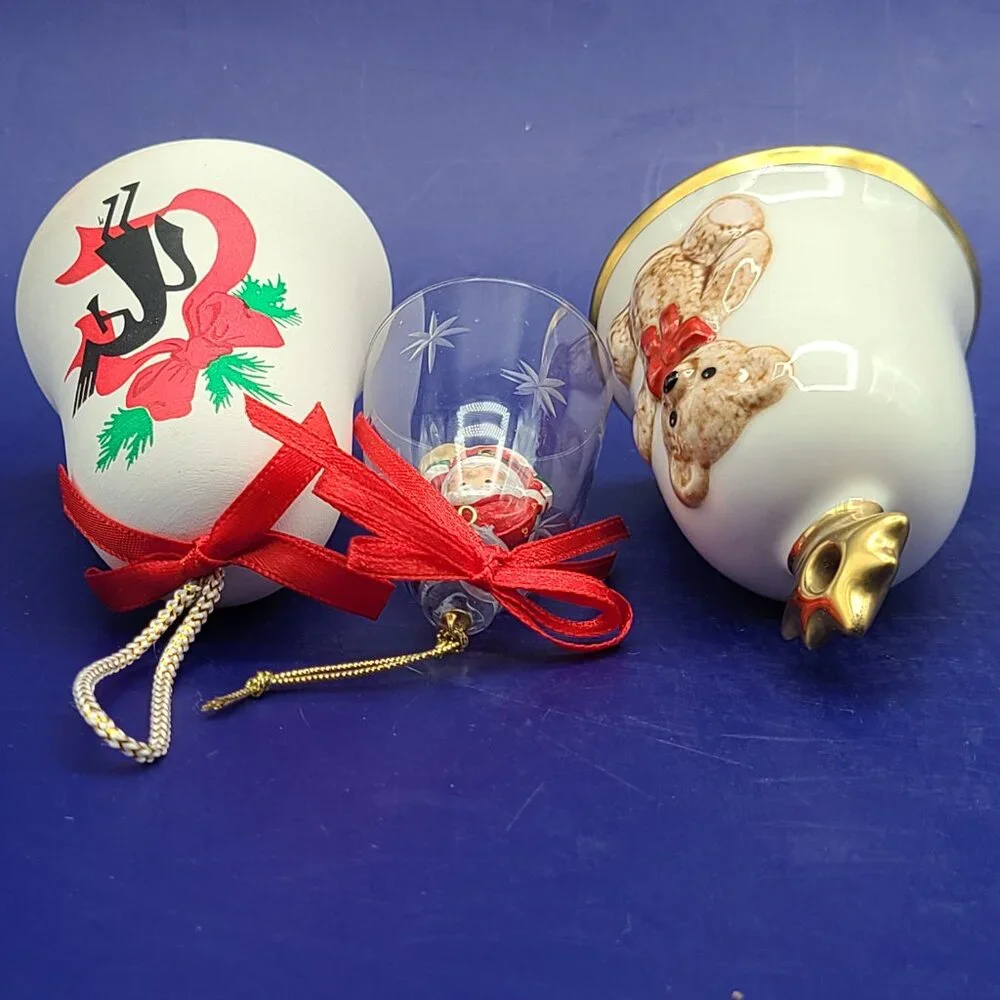 CLEARANCE Vintage Christmas Bells Sandstone Kokopelli Goebel 1987 TeddySanta